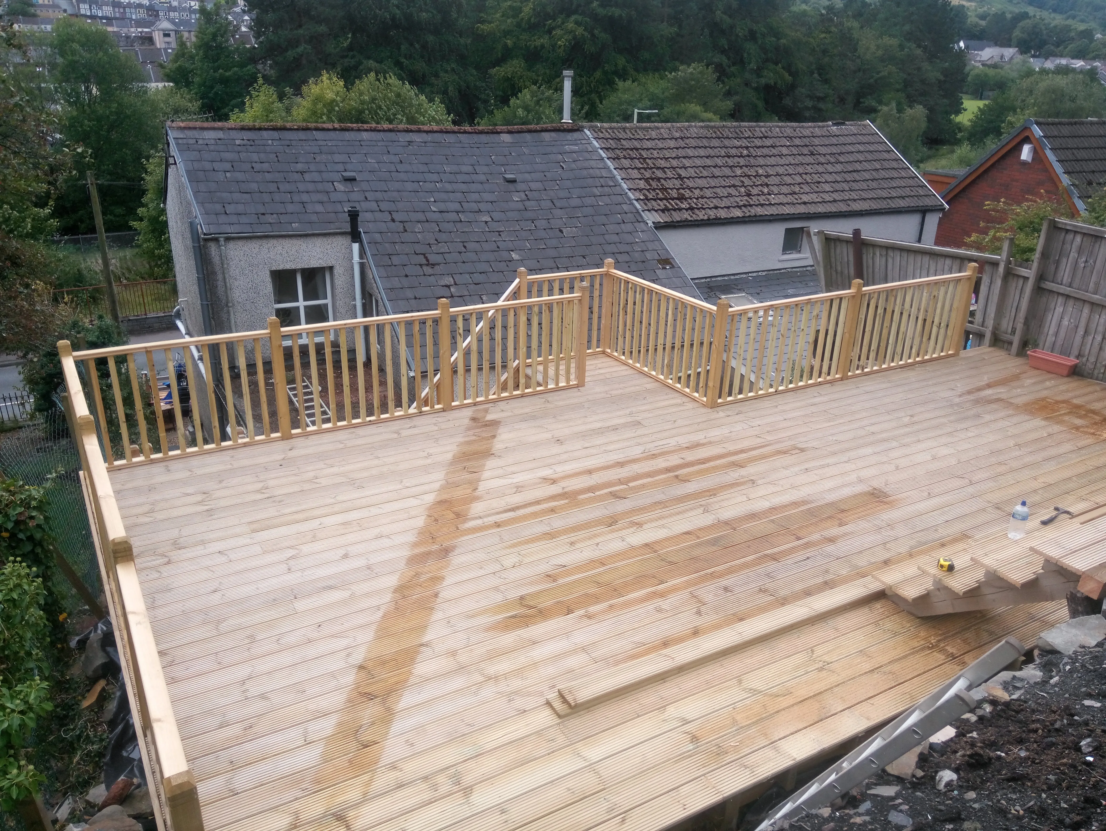 Tiered decking with balustrade